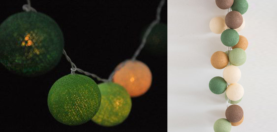 Гирлянда хлопковые фонарики Сotton Ball Forest Green - Loft-Concept в Перми