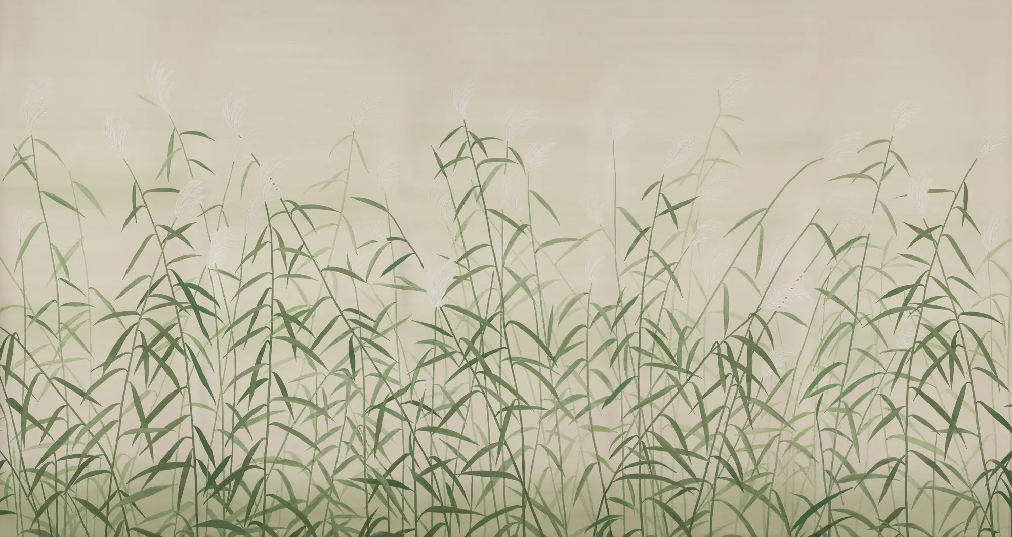 Обои ручная роспись Wild Grasses Special Colourway on Bleached Silver slub silk Обои ручная роспись Wild Grasses Special Colourway on Bleached Silver slub silk - постер Loft-Concept в Перми