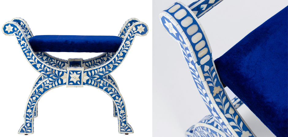 Табурет отделка кость голубой BONE INLAY Jenny Stool Табурет отделка кость голубой BONE INLAY Jenny Stool - Loft-Concept в Перми