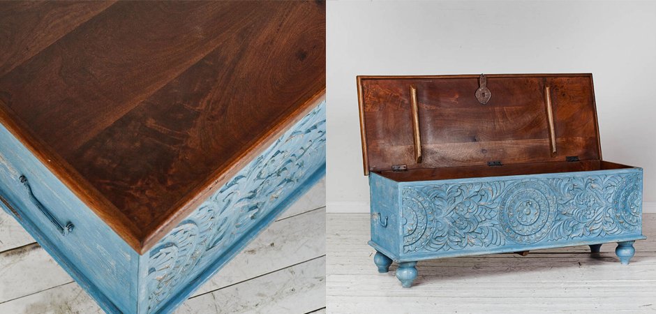 Сундук из массива манго большой Blue Mango Сундук из массива манго большой Blue Mango - Loft-Concept в Перми