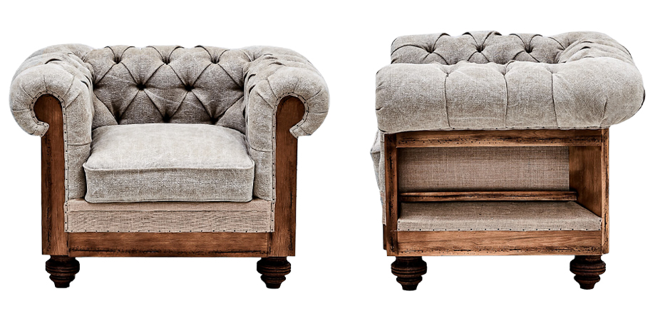 Кресло Deconstructed Chesterfield Armchair Gray Кресло Deconstructed Chesterfield Armchair Gray - Loft-Concept в Перми
