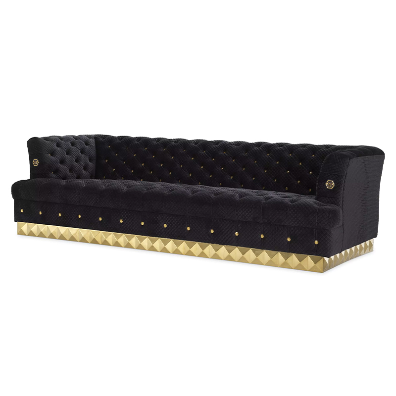 Диван Philipp Plein Sofa Rockstud S Чёрный Черный Золотой в Перми | Loft Concept 