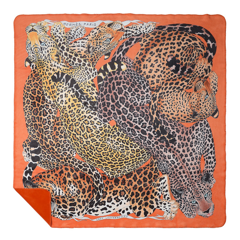 Плед Hermes Leopards Orange Оранжевый Коричневый в Перми | Loft Concept 