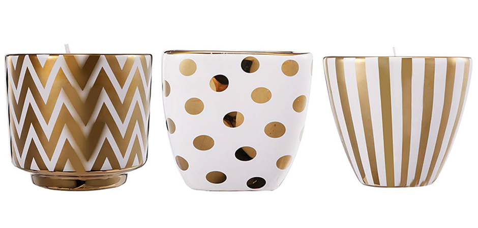 Набор из 3-х подсвечников Gold & White Ornament Набор из 3-х подсвечников Gold & White Ornament - Loft-Concept в Перми