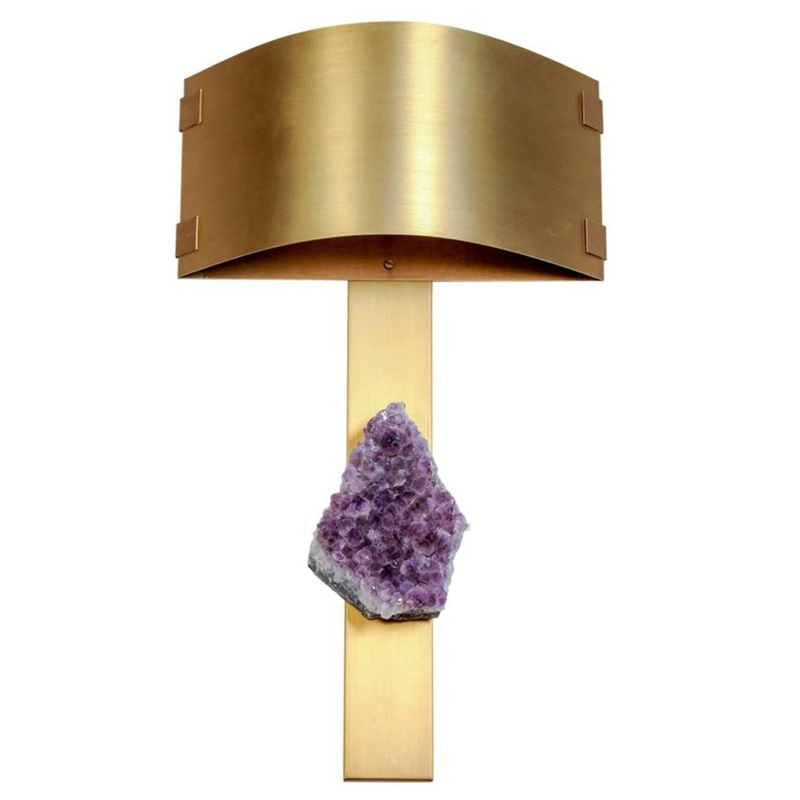 Бра Natural Amethyst and Curved Shades Wall Lamp Латунь Сиреневый в Перми | Loft Concept 