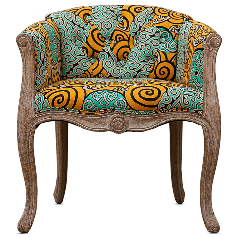 Кресло Yellow and Turquoise Ornament Chair Мульти Бежево-серый в Перми | Loft Concept 