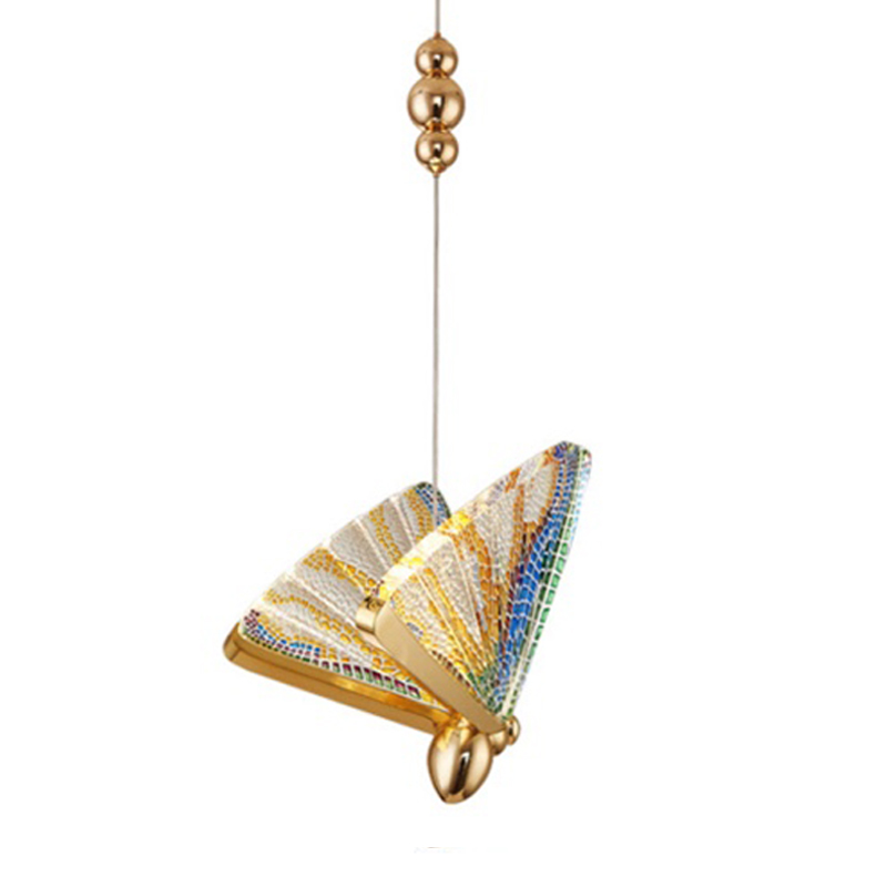 Butterfly Pendant Lamp Colored glass J Мульти Глянцевое золото в Перми | Loft Concept 