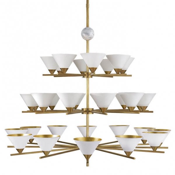 Люстра Cleo Three-tier Chandelier Латунь Белый в Перми | Loft Concept 