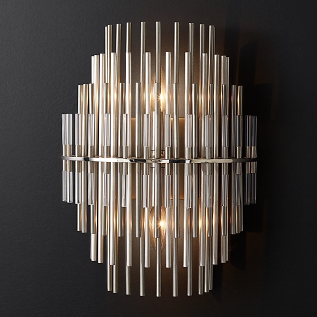 Бра Restoration Hardware Emile Sconce Chrome Прозрачный Латунь Античная полированная Оловянный в Перми | Loft Concept 