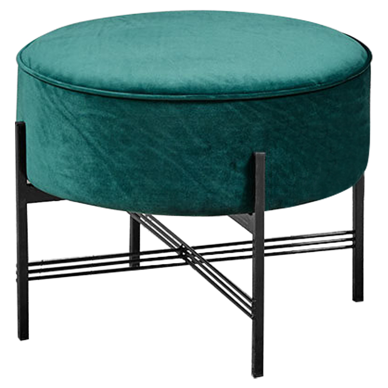 Пуф изумрудного цвета велюровый Sanjay Velour Pouf Emerald Изумрудный Черный в Перми | Loft Concept 