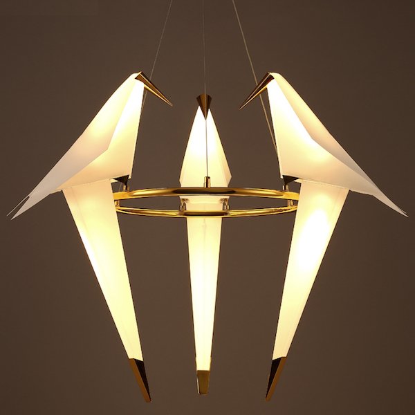 Люстра Origami Bird Chandelier 3 Бежево-серый Золотой в Перми | Loft Concept 