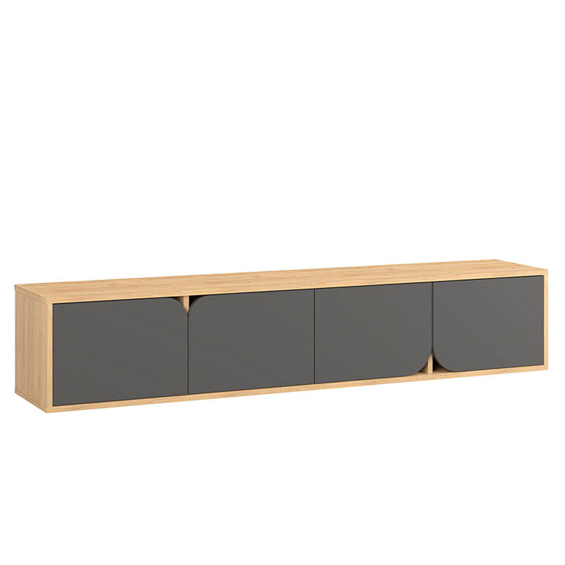 ТВ-тумба подвесная цвета древесины с 4-мя темно-серыми дверцами SPARK TV STAND OAK ANTHRACITE Серый Древесина в Перми | Loft Concept 