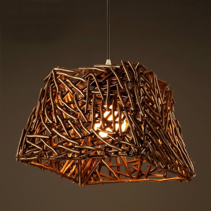 Подвесной светильник Old Wicker Pendant Cub Коричневый в Перми | Loft Concept 