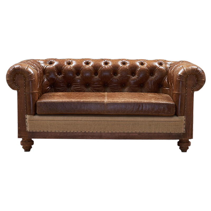 Диван Deconstructed Chesterfield Sofa double Brown leather Коричневый ivory ( слоновая кость ) в Перми | Loft Concept 