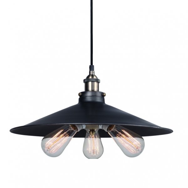 Подвесной светильник 20th C. Factory Filament Metal Triple Pendant Black Черный в Перми | Loft Concept 