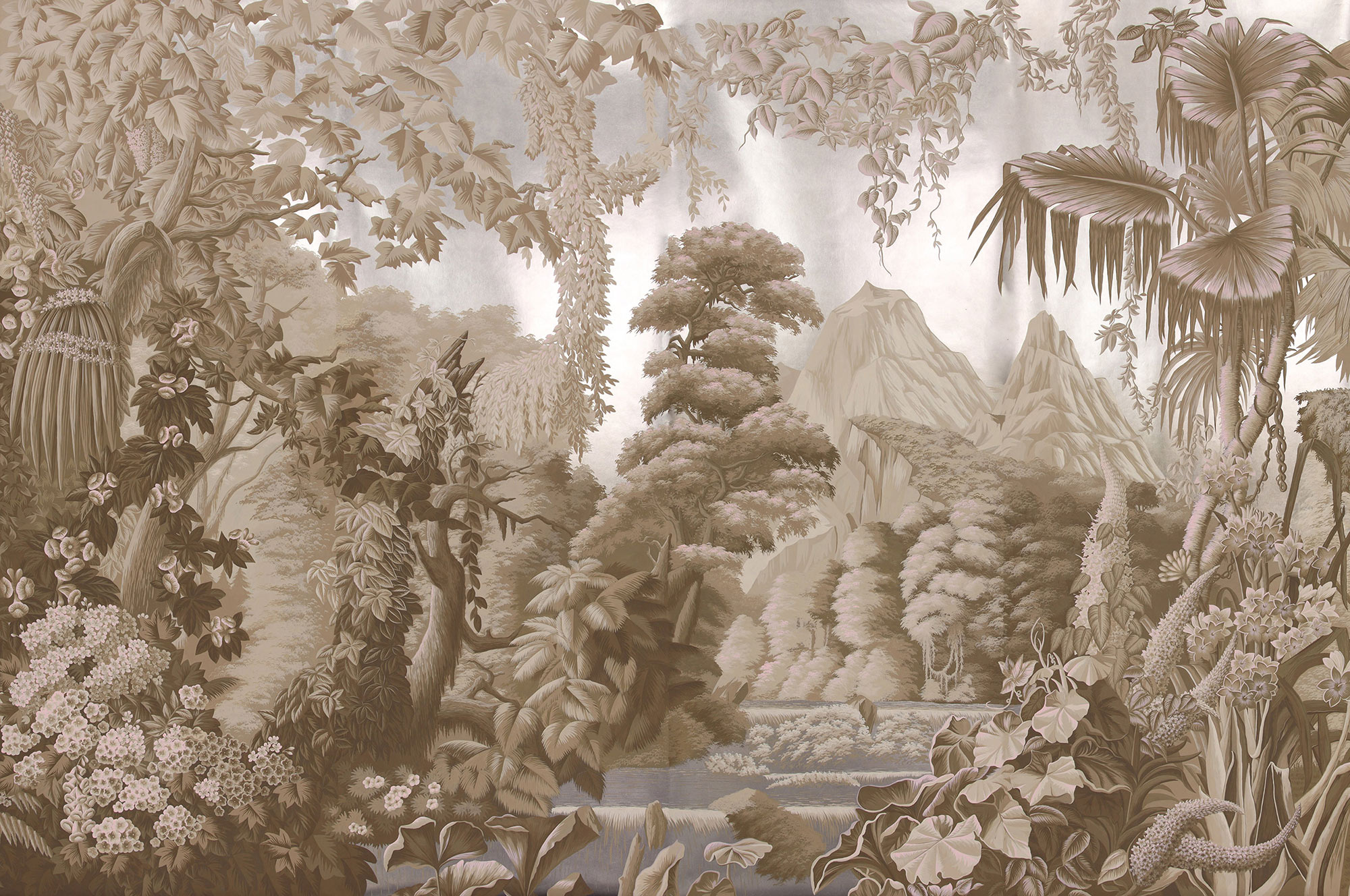 Обои ручная роспись L'Eden Dawn on Sterling Silver gilded paper Обои ручная роспись L'Eden Dawn on Sterling Silver gilded paper - постер Loft-Concept в Перми