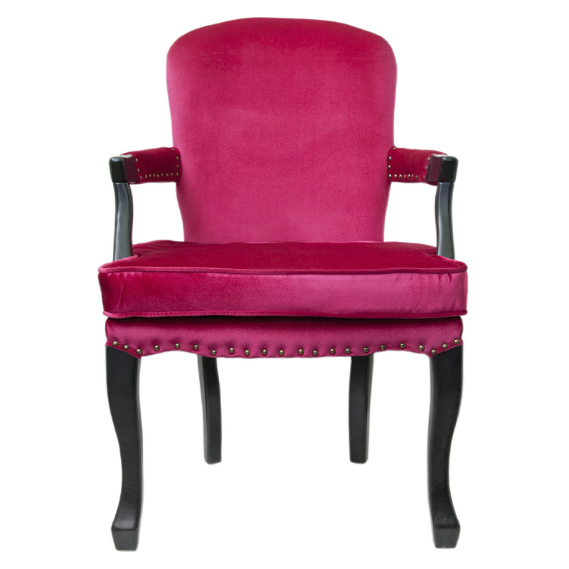 Кресло Aubrey Classical Armchair rose velour Малиновый (Crimson) Черный в Перми | Loft Concept 