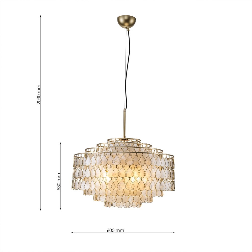 Люстра многоярусная с декором из натуральной морской ракушки Iridescent Light в Перми