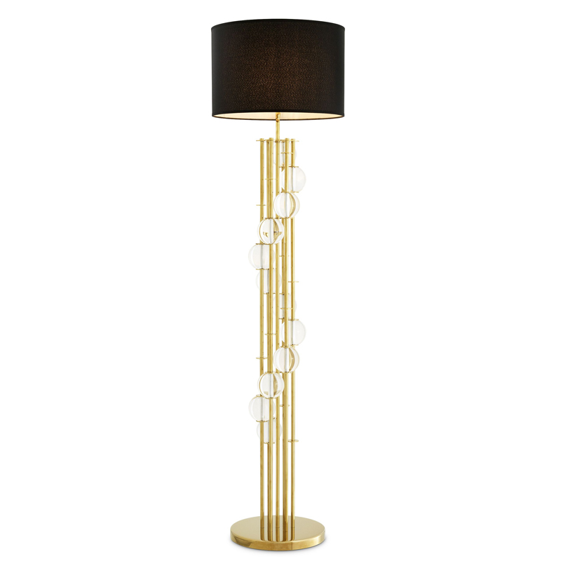 Торшер Eichholtz Floor Lamp Lorenzo Gold & black Глянцевое золото Черный Прозрачный в Перми | Loft Concept 