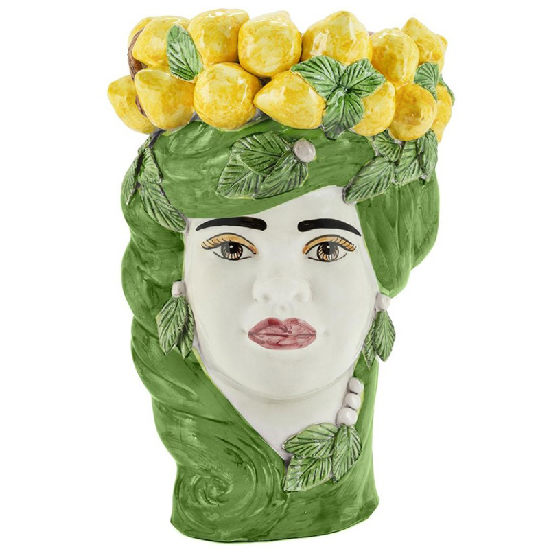 Ваза Vase Lemon Head Lady Green Зеленый Желтый Белый в Перми | Loft Concept 