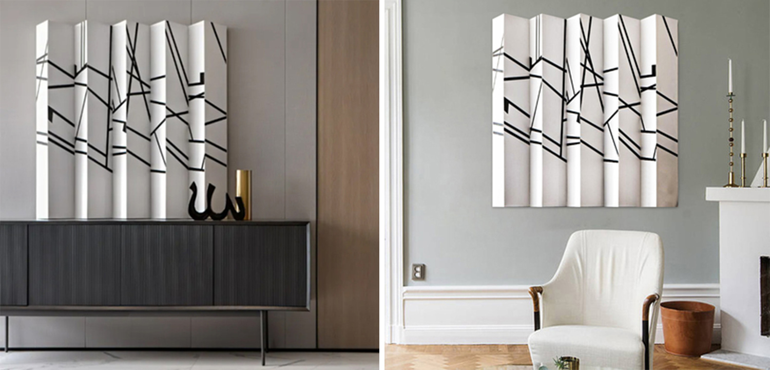 Арт-объект на стену Геометрический узор черно-белый - фото