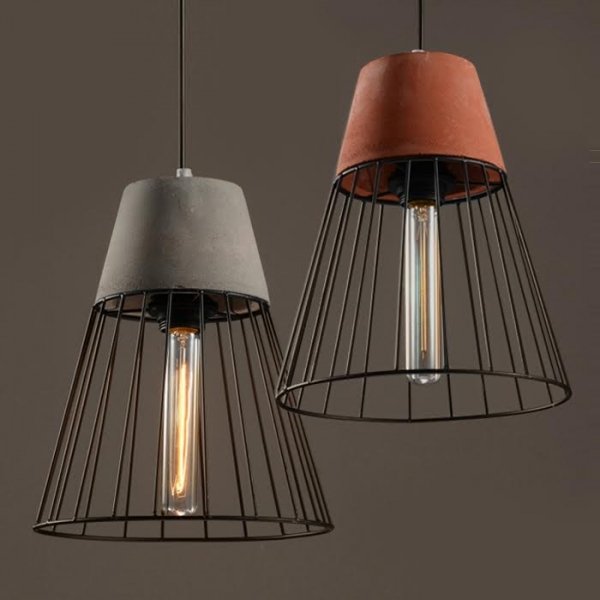 Подвесной светильник Cement Droplight Pendant Light cone Серый Красный Черный в Перми | Loft Concept 