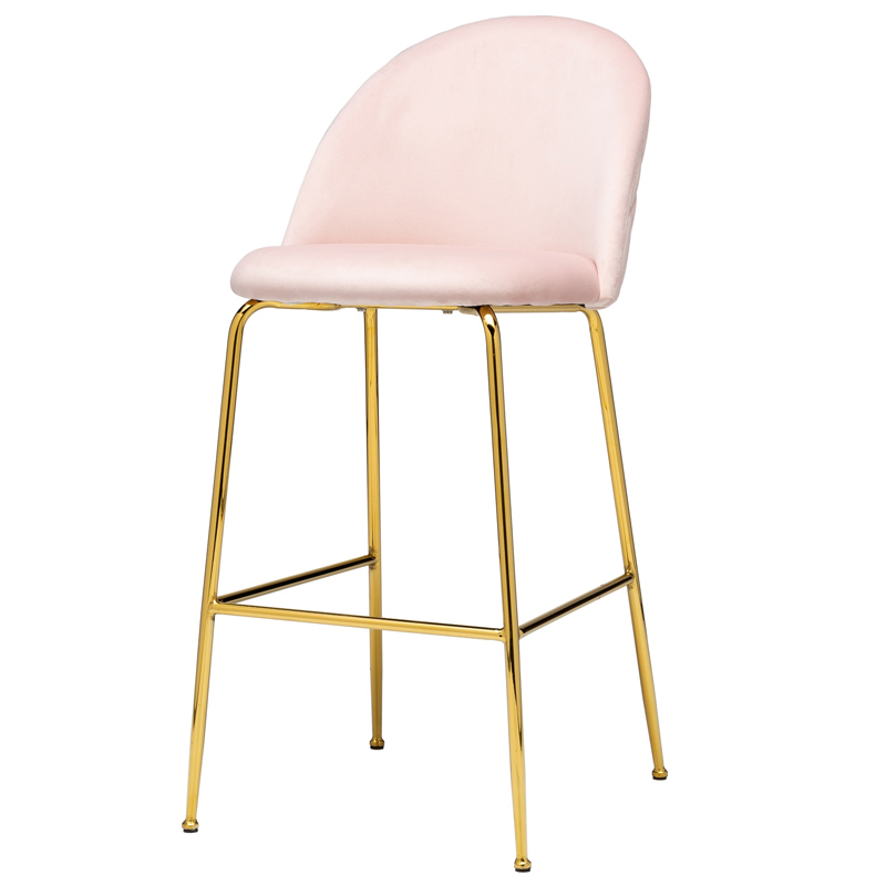 Барный стул Vendramin Bar Stool pink Розовый пастельный Глянцевое золото в Перми | Loft Concept 