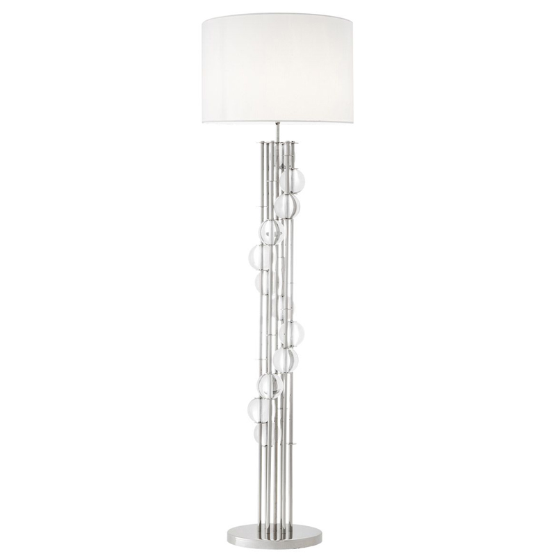 Торшер Eichholtz Floor Lamp Lorenzo Nickel & white Никель Белый Прозрачный в Перми | Loft Concept 