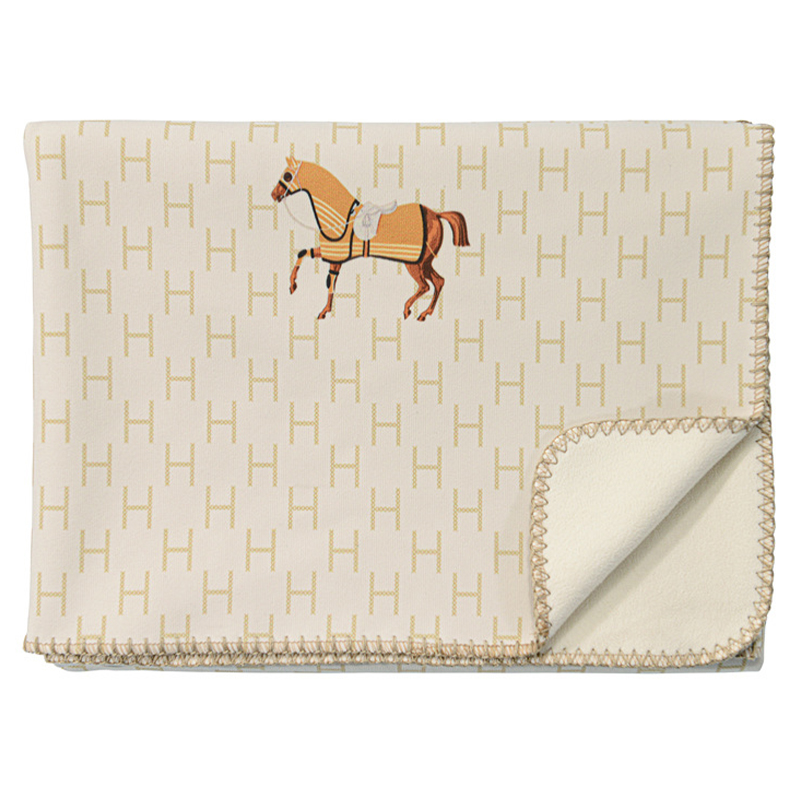 Плед Hermes Pattern Horse Plaid Бежевый Коричневый в Перми | Loft Concept 