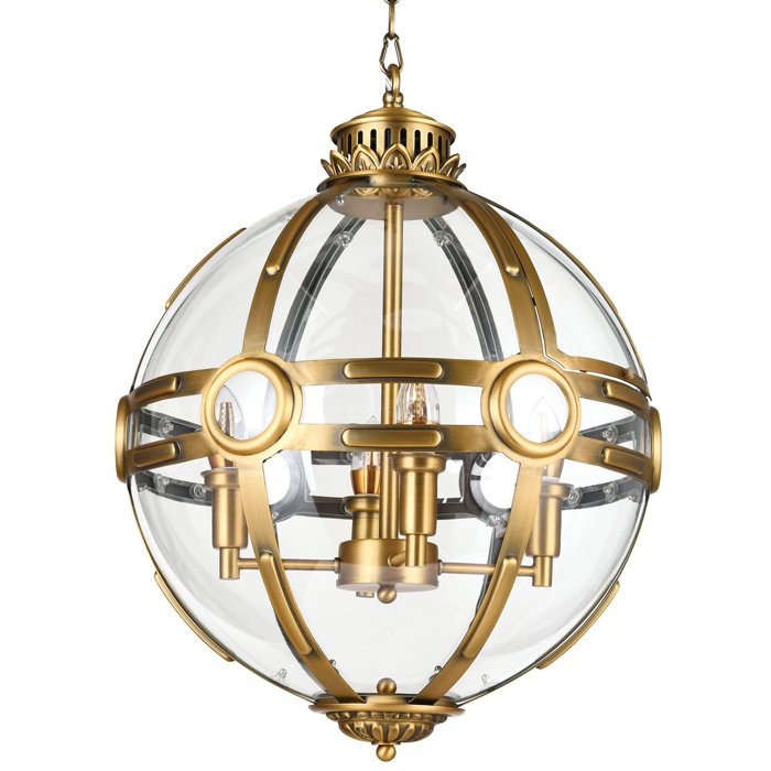 Люстра Eichholtz Lantern Hagerty Brass Прозрачное Стекло Латунь в Перми | Loft Concept 