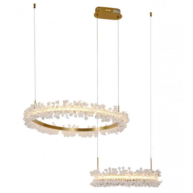 Люстра Crystal round chandelier 2 кольца Латунь Прозрачный Латунь в Перми | Loft Concept 