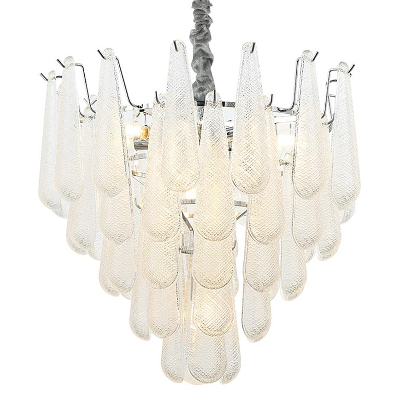 Люстра Textured Glass Drops Chandelier 13 Хром Белый в Перми | Loft Concept 