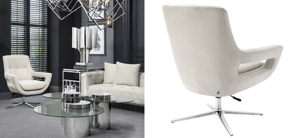 Кресло Eichholtz Swivel Chair Flavio Pebble Grey Кресло Eichholtz Swivel Chair Flavio Pebble Grey - Loft-Concept в Перми