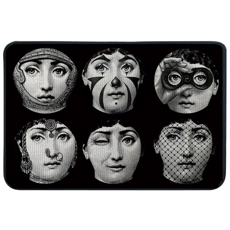 Ковер для прихожей и ванной Fornasetti Faces of Lina Rug Черно-белый в Перми | Loft Concept 