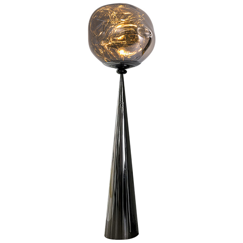 Торшер Kaine Glass Metal Floor Lamp Прозрачное Стекло Черный Серебряный Стекло Смок в Перми | Loft Concept 