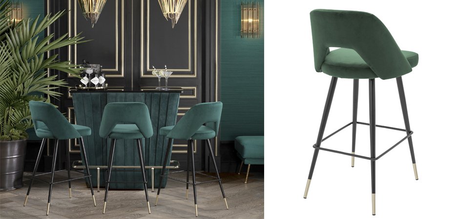 Барный стул Eichholtz Bar Stool Avorio Green Барный стул Eichholtz Bar Stool Avorio Green - Loft-Concept в Перми