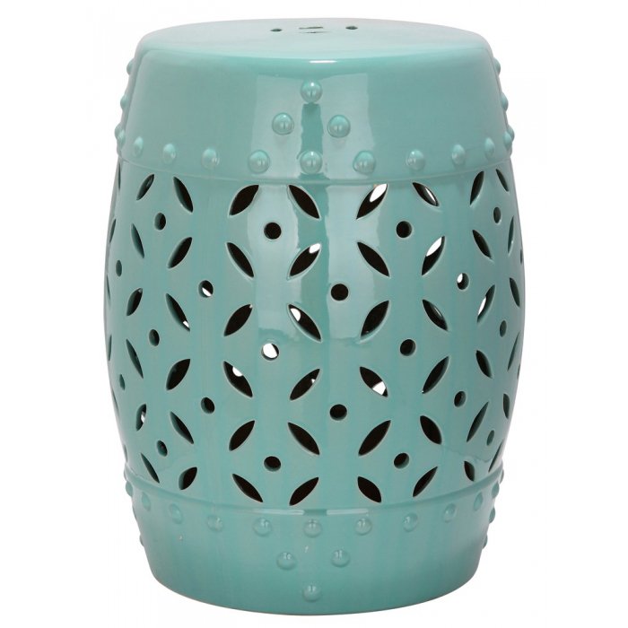 Керамический табурет Coin Lattice Garden Stool - Light Blue Голубой пастельный в Перми | Loft Concept 