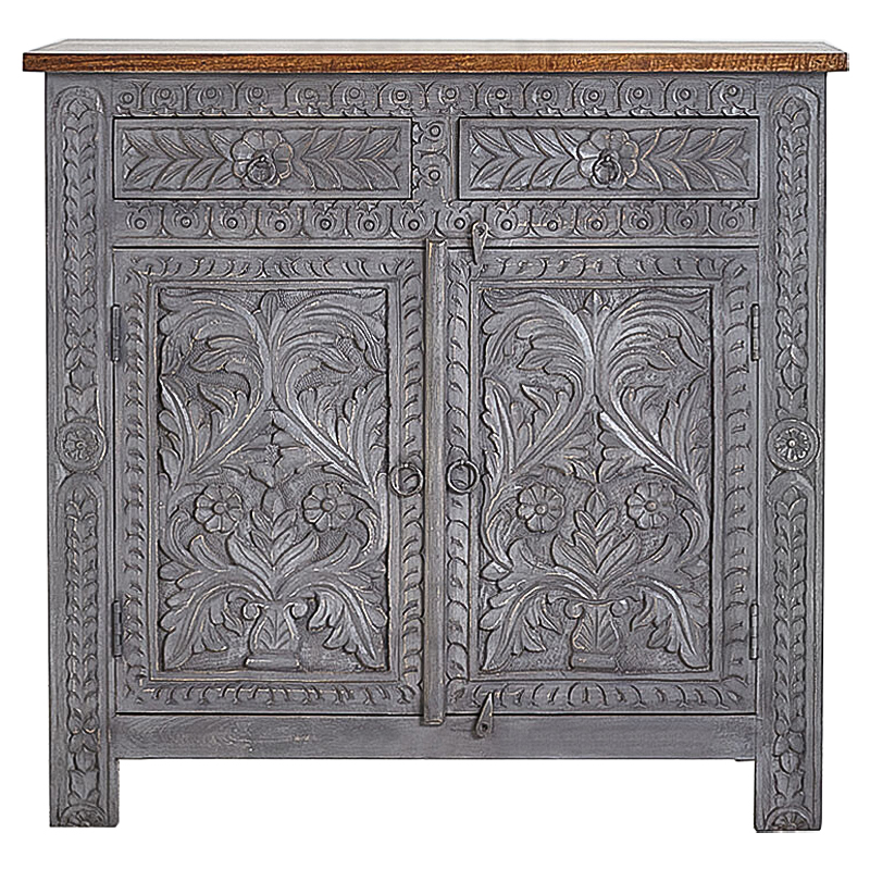 Комод Indian Antique White Furniture Chest of Drawers Ganika серый Серый Коричневый в Перми | Loft Concept 