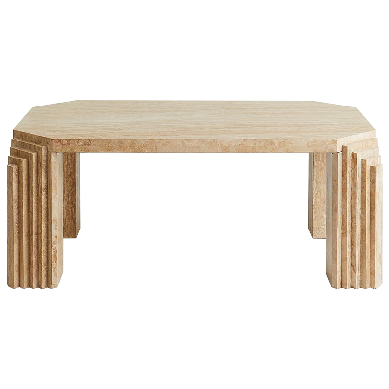 Кофейный стол Caleb Travertine Coffee Table Бежевый Коричневый в Перми | Loft Concept 