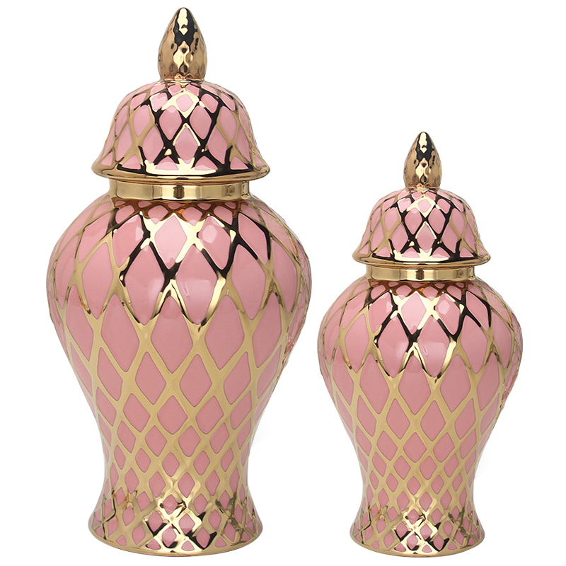 Ваза с крышкой Gold Ornament Pink Vase Розовый Золотой в Перми | Loft Concept 