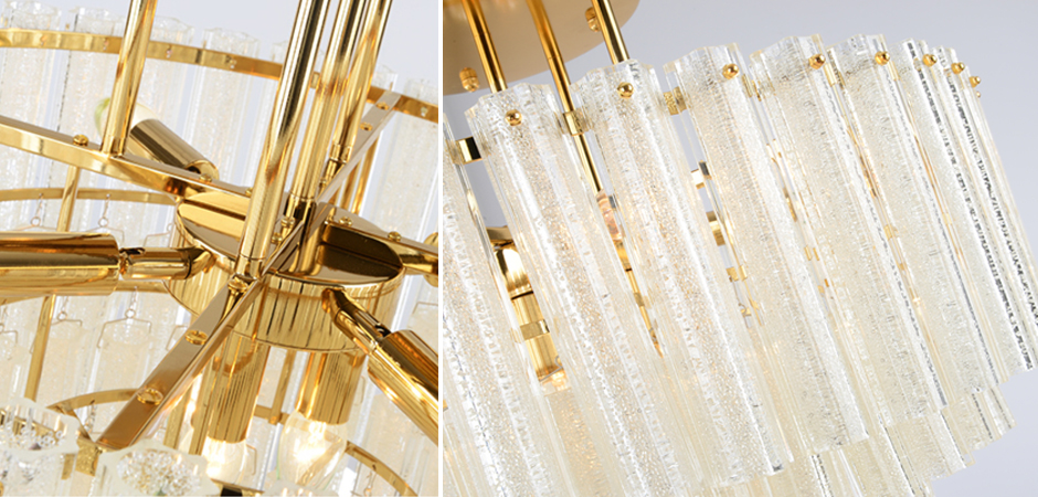 Люстра потолочная на штанге Textured Glass Chandelier Люстра потолочная на штанге Textured Glass Chandelier - Loft-Concept в Перми