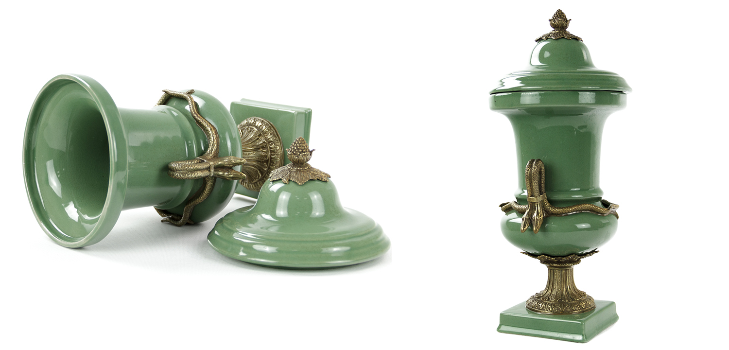 Ваза Selenia Green Vase Bronze Serpents - фото