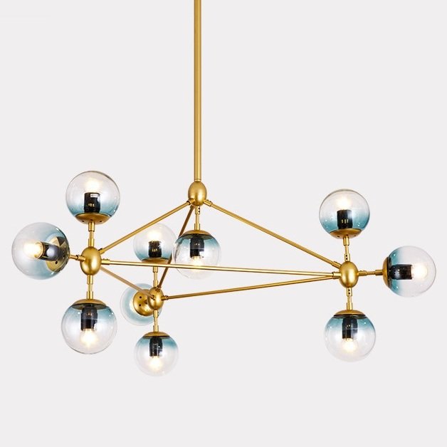 Люстра Modo Chandelier Globes Blue Ambre Gold Золотой в Перми | Loft Concept 