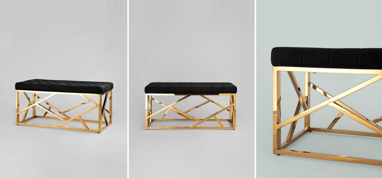 Банкетка черный велюр Geometry Serene Phoenix - фото