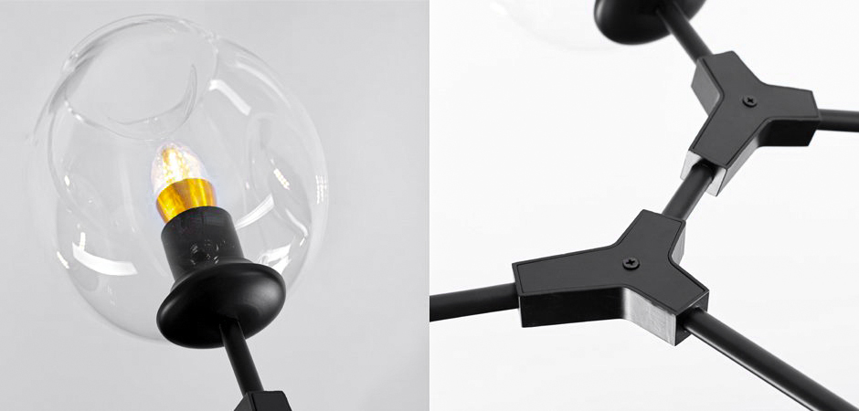 Люстра Сrumpled Glass Bubble Chandelier Black 8 плафонов Люстра Сrumpled Glass Bubble Chandelier Black 8 плафонов - Loft-Concept в Перми