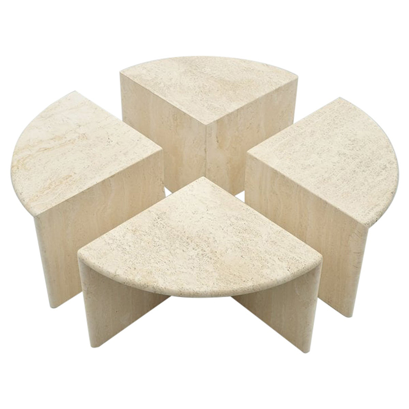 Модульный кофейный стол Set of Four Travertine Side or Coffee Tables Бежевый Песочный в Перми | Loft Concept 