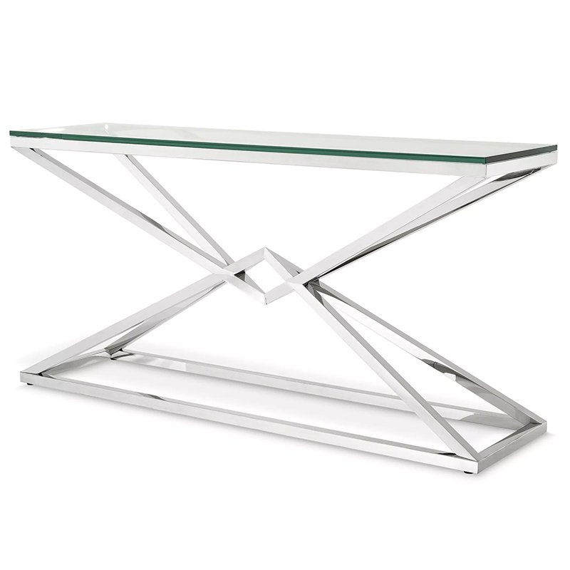 Консоль Eichholtz Console Table Connor L Chrome Хром Прозрачное Стекло в Перми | Loft Concept 