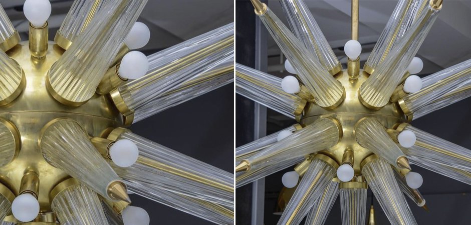 Люстра Brass Sputnik Chandelier with Murano Glass Spikes Люстра Brass Sputnik Chandelier with Murano Glass Spikes - Loft-Concept в Перми