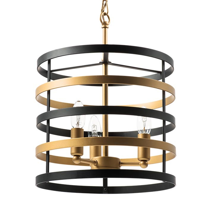 Люстра Gold Stripes Chandelier 3 Черный Золотой в Перми | Loft Concept 