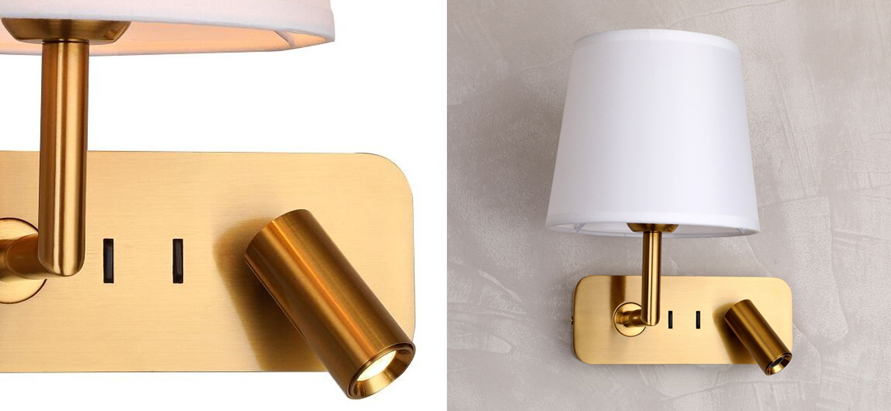 Бра с абажуром Trumpet Lamp Brass 2 лампы - фото